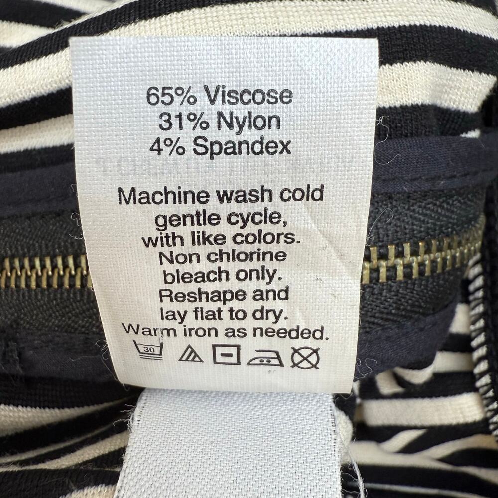 Madewell Women's Skirt Women's 2 Black White Striped Ponte Swivel Mini Preppy - Picture 5 of 9